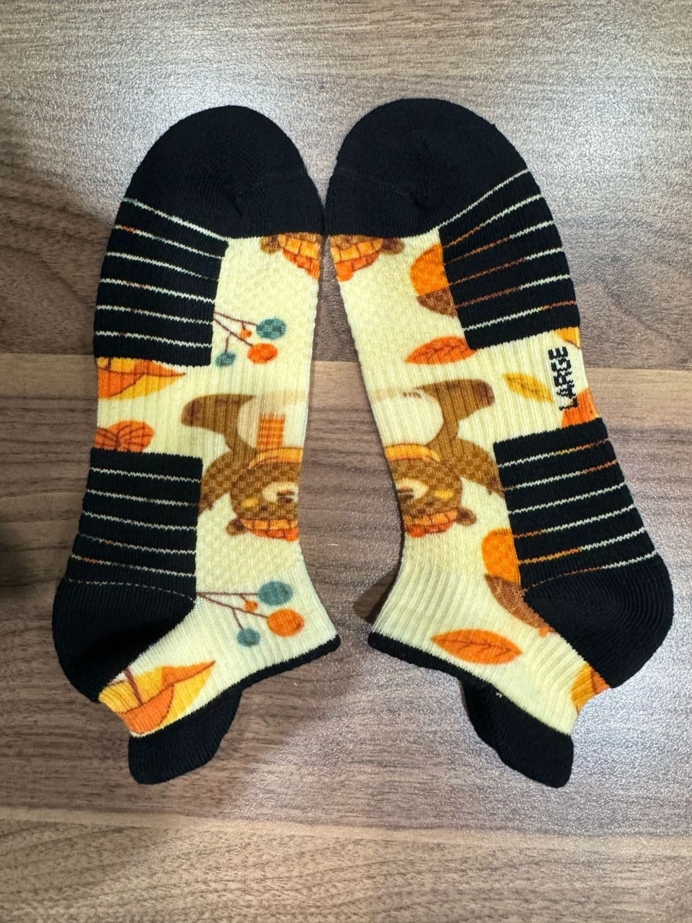 Women's Novelty Black & Cream Autumn Owl No-Show Compression Socks